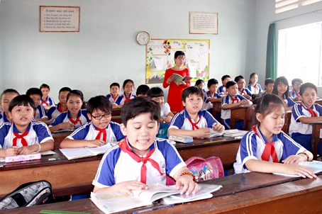 Một tiết học của học sinh Trường tiểu học Nguyễn Du, TP.Biên Hòa năm học 2014-2015.  Ảnh: Hạnh Dung