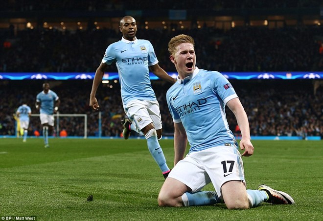 Kevin de Bruyne lập công đưa Manchester City vào bán kết Champions League. (Nguồn: DM)