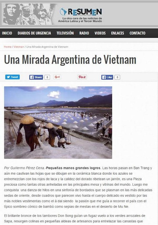 Bài viết về Việt Nam trên tờ Resumen Latinoamericano.