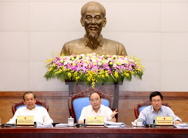 Thủ tướng Nguyễn Xuân Phúc phát biểu kết luận. (Ảnh: Thống Nhất/TTXVN)