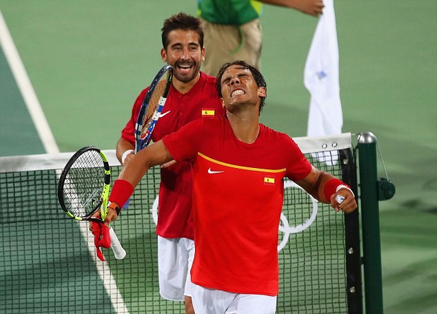  Rafael Nadal vào tứ kết đôi nam môn quần vợt Olympic 2016. (Nguồn: Getty Images)