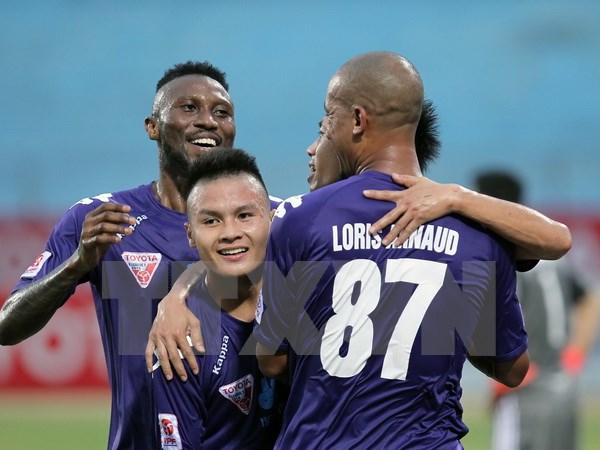 Hà Nội T&T lên ngôi đầu V-League. (Ảnh: Quốc Khánh/TTXVN)