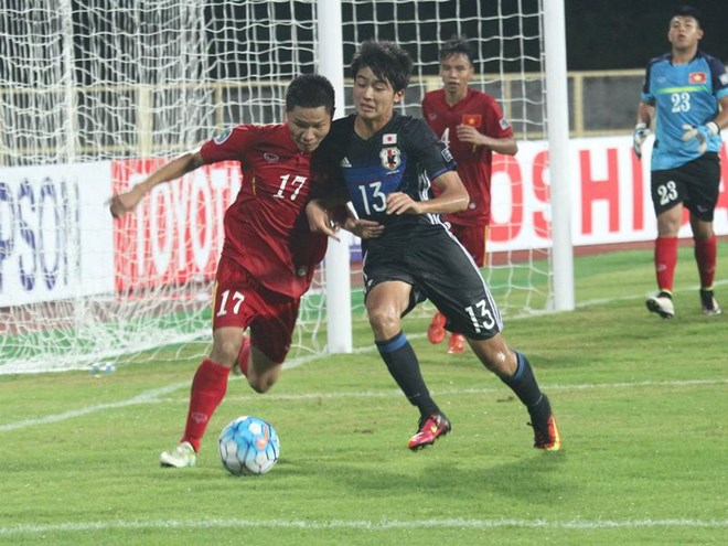 U16 Nhật Bản (áo xanh) thắng đậm U16 Việt Nam. (Nguồn: sportstarlive)