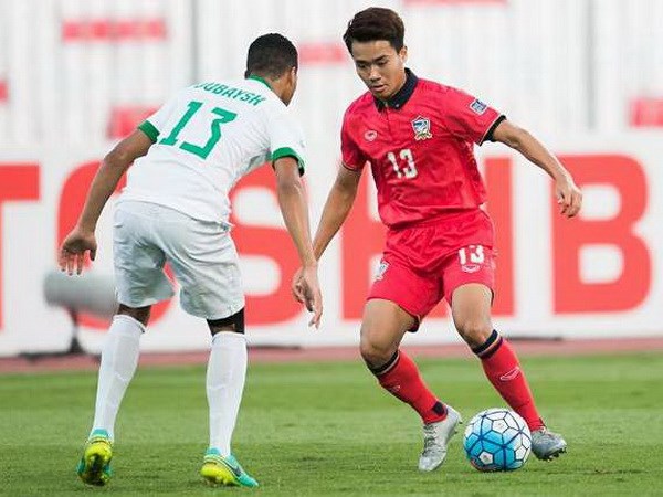 U19 Thái Lan (áo đỏ) đang gây thất vọng ở Giải U19 châu Á 2016. (Ảnh: Goal Thailand)