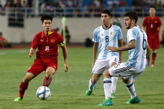 U22 Việt Nam của Công Phượng nhận thát bại tâm phục khẩu phục trước U20 Argentina. (Ảnh: Minh Chiến/Vietnam+)