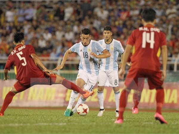 U20 Việt Nam gặp U20 Argentina. (Ảnh: Quang Nhựt/TTXVN)