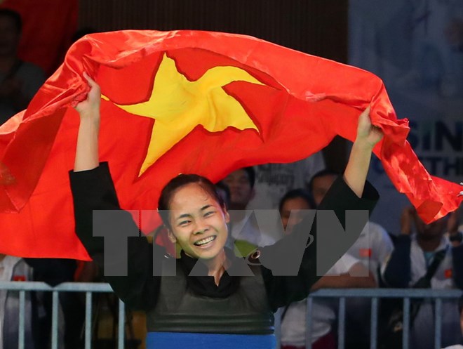 Tuyển Pencak silat đã giành 3 HCV tại SEA Games 29. (Ảnh: Quốc Khánh/TTXVN)