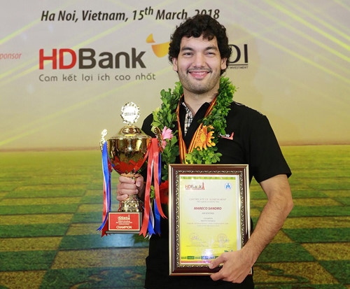 Giải cờ vua quốc tế HDBank lần 8 lần đầu có nhà vô địch đến từ nam Mỹ Mareco Sandro (Argentina)