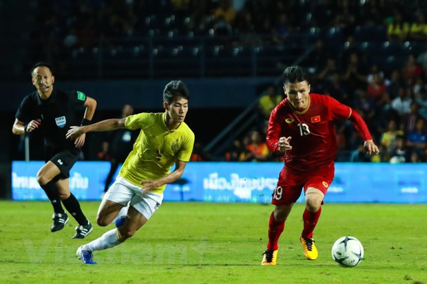  Quang Hải trong trận gặp Thái Lan ở King's Cup 2019. (Ảnh: Nguyên An/Vietnam+)