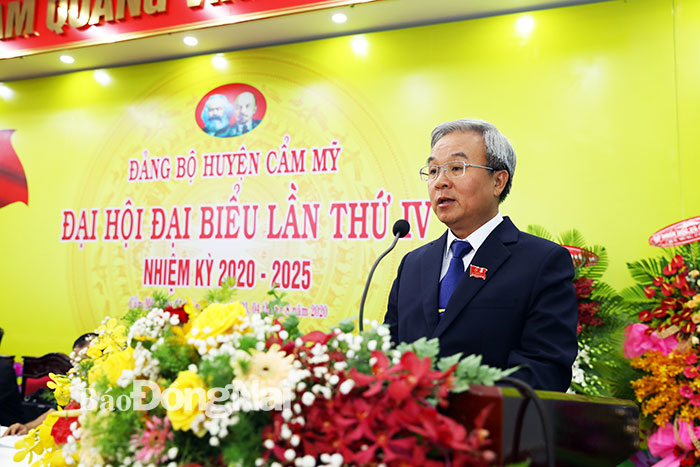 Bí thư Huyện ủy Cẩm Mỹ Cao Văn Quang phát biểu bế mạc Đại hội