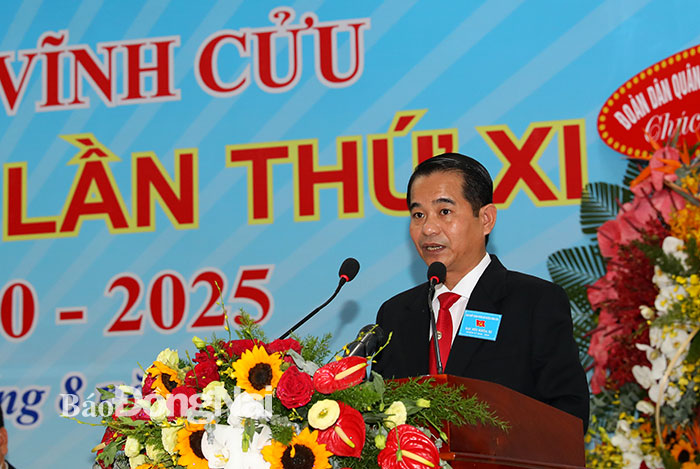 Đồng chí Thái Bảo, Ủy viên Ban TVTU, Trưởng ban Ban Tuyên giáo Tỉnh ủy, phát biểu chỉ đạo tại hội nghị 