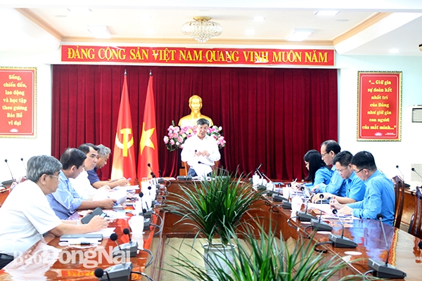 Phó bí thư Thường trực Tỉnh ủy Hồ Thanh Sơn phát biểu kết luận tại buổi làm việc