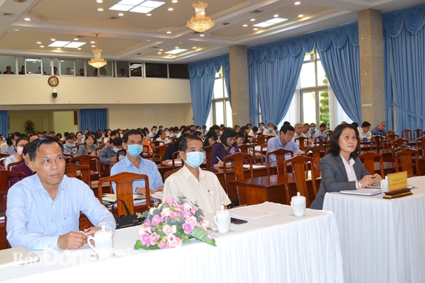 Các đại biểu dự Hội nghị tại điểm cầu chính Trụ sở Tỉnh ủy.