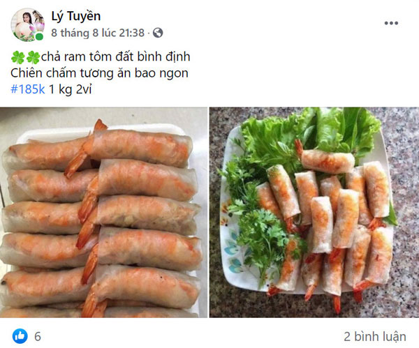 Trang Facebook chị Lý Thị Thanh Tuyền (xã Xuân Quế, H.Cẩm Mỹ) thường xuyên giới thiệu và bán thực phẩm trong mùa dịch