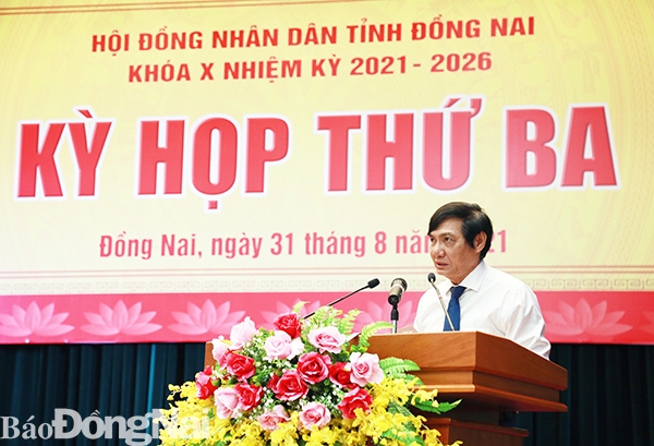 Ông Nguyễn Sơn Hùng phát biểu sau khi được bầu làm Phó chủ tịch UBND tỉnh