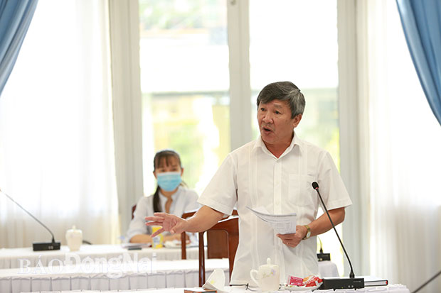 Phó bí thư Thường trực Tỉnh ủy Hồ Thanh Sơn phát biểu tại hội nghị. Ảnh: Huy Anh