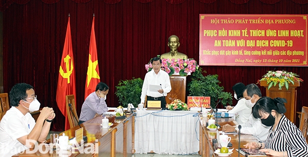 Ủy viên Trung ương Đảng, Bí thư Tỉnh ủy Nguyễn Hồng Lĩnh phát biểu tại điểm cầu Đồng Nai
