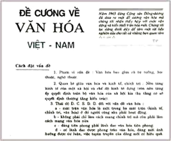 Bản Đề cương Văn hóa Việt Nam do Tổng bí thư Trường Chinh soạn thảo năm 1943. Ảnh: TL