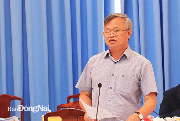 Chủ tịch UBND tỉnh Cao Tiến Dũng kiến nghị trung ương một số vấn đề liên quan đến đất đai. Ảnh: Hương Giang