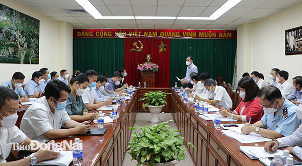 Phó chủ tịch UBND tỉnh Võ Tấn Đức phát biểu tại buổi làm việc. Ảnh: Phạm Tùng
