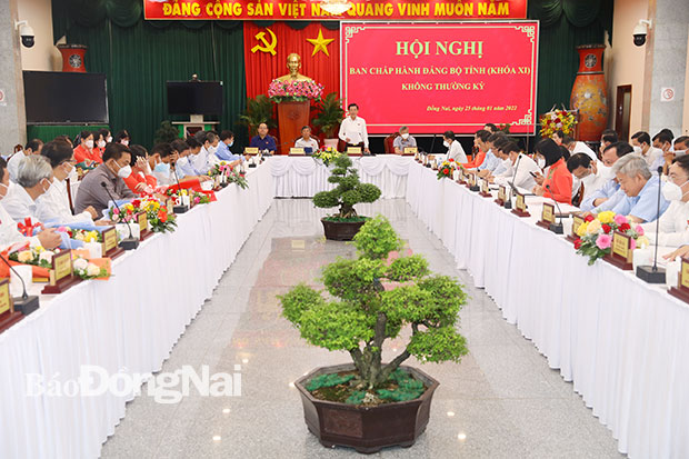Ủy viên Trung ương Đảng, Bí thư Tỉnh ủy Nguyễn Hồng Lĩnh phát biểu kết luận hội nghị. Ảnh: Huy Anh