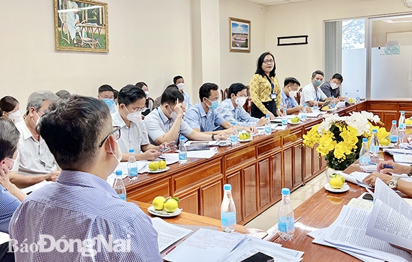 Phó giám đốc Sở Tư pháp Nguyễn Thị Kim Hương báo cáo tại buổi giám sát 