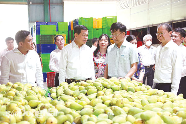 Ủy viên Trung ương Đảng, Bí thư Tỉnh ủy Nguyễn Hồng Lĩnh (thứ 2 từ trái sang) tham quan Công ty CP Công nghệ thực phẩm Lương Gia tại Khu công nghiệp Long Khánh (TP.Long Khánh)