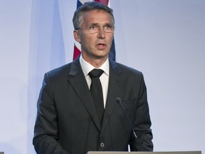 Thủ tướng Nauy Jens Stoltenberg tại cuộc họp báo ở Oslo ngày 23/7. (Nguồn: AFP/TTXVN)