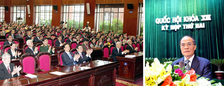 Chủ tịch Quốc hội Nguyễn Sinh Hùng phát biểu bế mạc kỳ họp. Ảnh: TTXVN