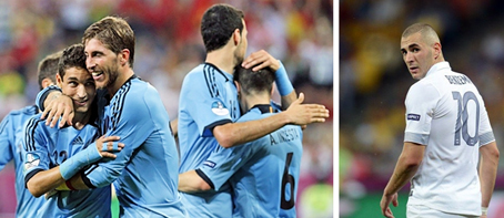 Benzema (phải) ngại đối mặt với Tây Ban Nha ở tứ kết. Ảnh: T.L