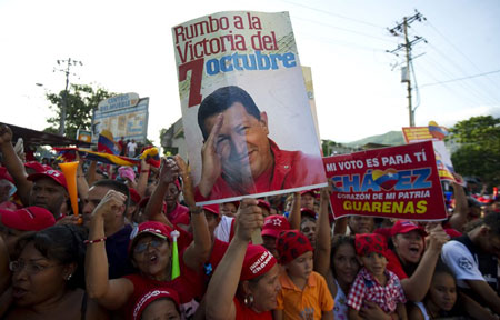 Người ủng hộ Tổng thống Venezuela Chavez.