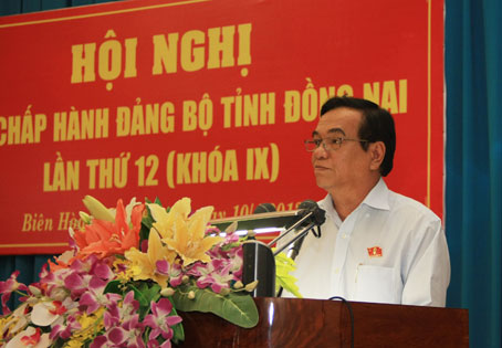 Bí thư Tỉnh ủy Trần Đình Thành phát biểu kết luận tại hội nghị. Ảnh: H.ANH