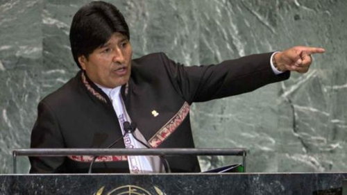 Tổng thống Bolivia Evo Morales phát biểu trước Đại hội đồng LHQ. Ảnh: Internet