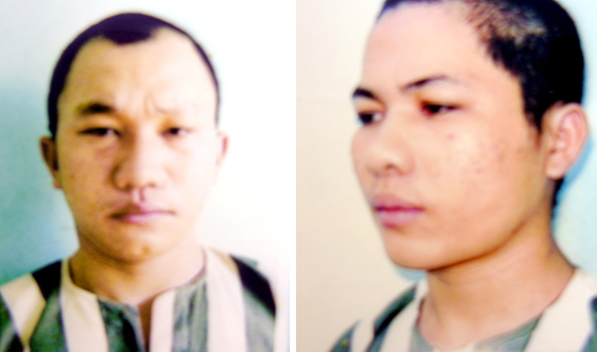 Hai đối tượng Đặng Ngọc Tuyển và Phạm Văn Hà lúc mới bị bắt.