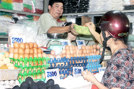 Giá trứng chợ Biên Hòa (TP. Biên Hòa) chỉ giảm nhẹ.