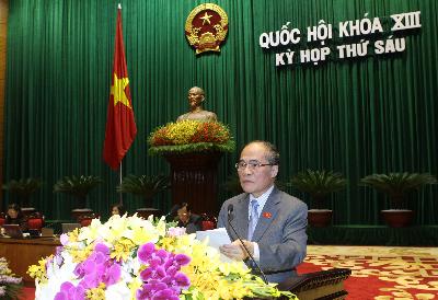 Chủ tịch Quốc hội Nguyễn Sinh Hùng đọc diễn văn bế mạc