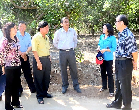 Chủ tịch HĐND tỉnh Trần Văn Tư (thứ ba từ phải sang) khảo sát thực tế tại xã Gia Tân 2, huyện Thống Nhất. Ảnh: N.Quang