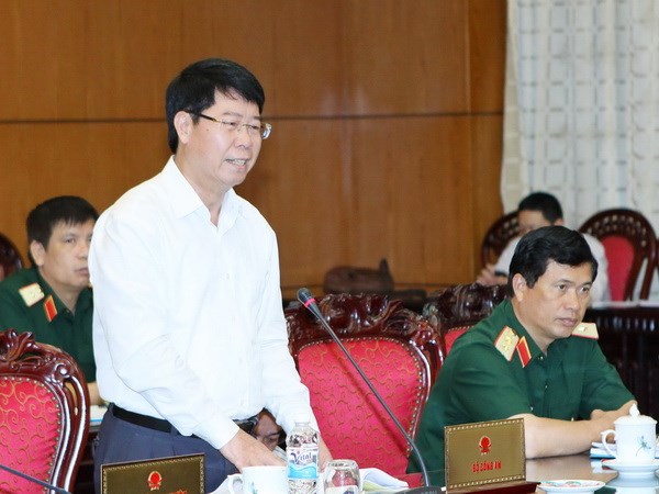 Thượng tướng Bùi Văn Nam, Thứ trưởng Bộ Công an phát biểu tại phiên họp. (Ảnh: TTXVN)