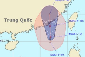 Dự báo đường đi và vị trí cơn bão. (Nguồn: nchmf.gov.vn)