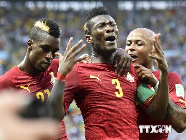 Niềm vui mừng của các cầu thủ Ghana. (Nguồn: AFP/TTXVN)