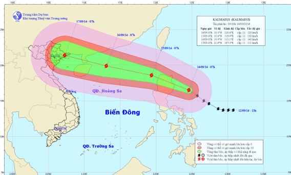 Đường đi và vị trí cơn bão. (Nguồn: nchmf.gov.vn)