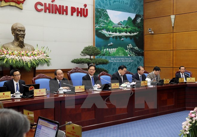 Thủ tướng Nguyễn Tấn Dũng chủ trì Hội nghị trực tuyến Chính phủ với các địa phương. (Ảnh: TTXVN)