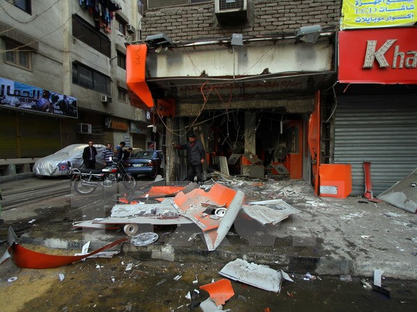 Hiện trường một vụ nổ bom ở quận Al Matarya, phía đông thủ đô Cairo ngày 3/3. (Nguồn: THX/TTXVN)
