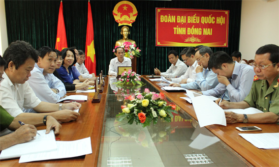 Các đại biểu Quốc hội Đồng Nai tham dự phiên họp trực tuyến.