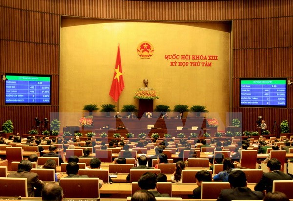 Quốc hội biểu quyết thông qua Nghị quyết về chất vấn và trả lời chất vấn tại Kỳ họp thứ 8, Quốc hội khóa XIII. (Ảnh:TTXVN)