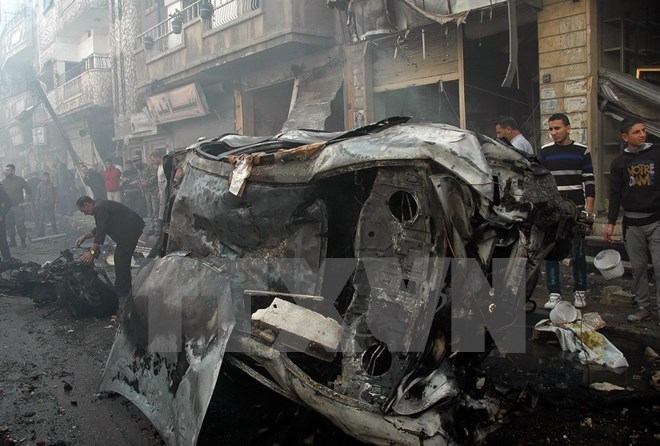 Hiện trường một vụ đánh bom tại Syria. Ảnh minh họa. (Nguồn: AFP/TTXVN)