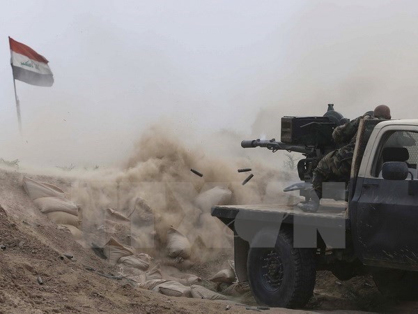Binh sỹ Iraq làm nhiệm vụ trong chiến dịch tại thị trấn Salaheddin, phía bắc thủ đô Baghdad ngày 26/5. (Nguồn: AFP/TTXVN)