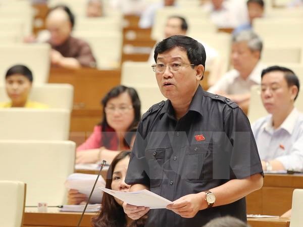 Đại biểu Quốc hội tỉnh Hà Nam Phạm Văn Tam phát biểu ý kiến. (Ảnh: TTXVN)