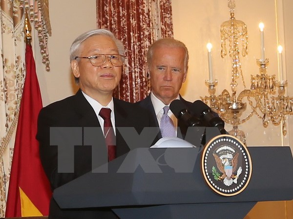 Tổng Bí thư Nguyễn Phú Trọng dự Chiêu đãi của Chính quyền Hoa Kỳ do Phó Tổng thống Hoa Kỳ Joe Biden chủ trì. (Ảnh: TTXVN)