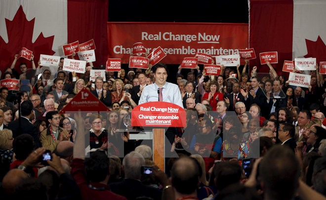 Tân Thủ tướng Canada Justin Trudeau phát biểu tại Ottawa ngày 20/10. (Nguồn: Reuters/TTXVN)